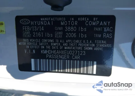 2014 Hyundai Elantra from USA, damaged, VIN KMHDH6AHXEU027123